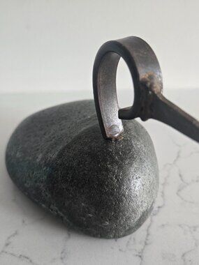 Organic Granite Stone Body & Metal Bird Figurine